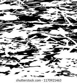 Monochrome Grunge Pattern. Abstract Black and White Texture with Scratched Lines, Spots and Blobs for Card, Print, Mobile Applications. Modern Rough Halftone Pattern with Different Elements.