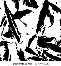 Monochrome Grunge Pattern. Abstract Black and White Texture with Scratched Lines, Spots and Blobs for Web Applications, Banner, Card. Vintage Rough Halftone Background with Different Elements.