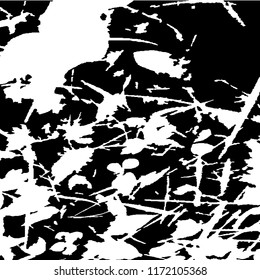 Monochrome Grunge Pattern. Abstract Black and White Texture with Scratched Lines, Spots and Blobs for Card, Print, Mobile Applications. Retro Rough Halftone Background with Different Elements.