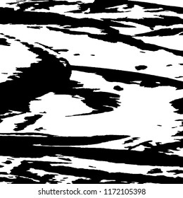 Monochrome Grunge Pattern. Abstract Black and White Texture with Scratched Lines, Spots and Blobs for Wallpaper, Print, Card. Retro Rough Halftone Background with Different Elements.