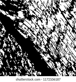 Monochrome Grunge Pattern. Abstract Black and White Texture with Scratched Lines, Spots and Blobs for Wallpaper, Print, Card. Trendy Rough Halftone Pattern with Different Elements.
