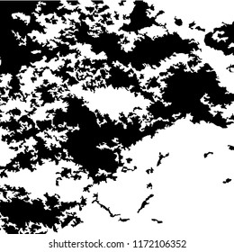 Monochrome Grunge Pattern. Abstract Black and White Texture with Scratched Lines, Spots and Blobs for Wallpaper, Print, Card. Vintage Rough Halftone Background with Different Elements.