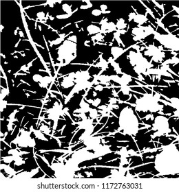 Monochrome Grunge Pattern. Abstract Black and White Texture with Scratched Lines, Spots and Blobs for Wallpaper, Print, Card. Vintage Rough Halftone Pattern with Different Elements.