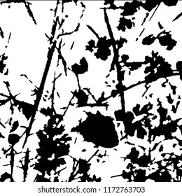 Monochrome Grunge Pattern. Abstract Black and White Texture with Scratched Lines, Spots and Blobs for Web Applications, Banner, Card. Vintage Rough Halftone Background with Different Elements.