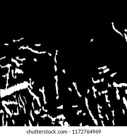 Monochrome Grunge Pattern. Abstract Black and White Texture with Scratched Lines, Spots and Blobs for Print, Card, Banner. Trendy Rough Halftone Pattern with Different Elements.