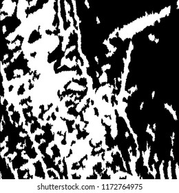 Monochrome Grunge Pattern. Abstract Black and White Texture with Scratched Lines, Spots and Blobs for Wallpaper, Print, Card. Trendy Rough Halftone Pattern with Different Elements.