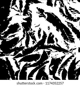 Monochrome Grunge Pattern. Abstract Black and White Texture with Scratched Lines, Spots and Blobs for Print, Card, Banner. Trendy Rough Halftone Pattern with Different Elements.