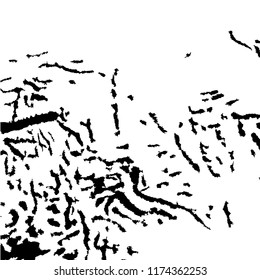 Monochrome Grunge Pattern. Abstract Black and White Texture with Scratched Lines, Spots and Blobs for Web Applications, Banner, Card. Vintage Rough Halftone Pattern with Different Elements.