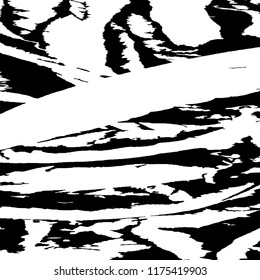 Monochrome Grunge Pattern. Abstract Black and White Texture with Scratched Lines, Spots and Blobs for Card, Print, Mobile Applications. Trendy Rough Halftone Background with Different Elements.