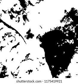 Monochrome Grunge Pattern. Abstract Black and White Texture with Scratched Lines, Spots and Blobs for Banner, Card, Wallpaper. Trendy Rough Halftone Pattern with Different Elements.