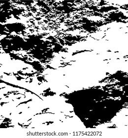 Monochrome Grunge Pattern. Abstract Black and White Texture with Scratched Lines, Spots and Blobs for Web Applications, Wallpaper, Print. Vintage Rough Halftone Background with Different Elements.