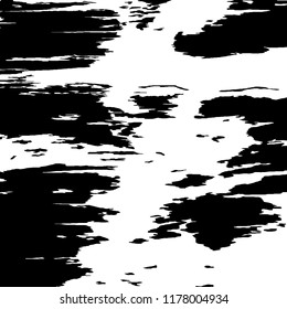 Monochrome Grunge Pattern. Abstract Black and White Texture with Scratched Lines, Spots and Blobs for Banner, Card, Wallpaper. Trendy Rough Halftone Background with Different Elements.