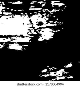 Monochrome Grunge Pattern. Abstract Black and White Texture with Scratched Lines, Spots and Blobs for Wallpaper, Print, Card. Vintage Rough Halftone Background with Different Elements.
