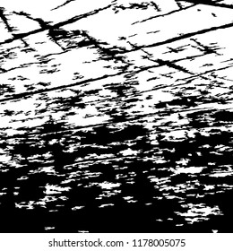 Monochrome Grunge Pattern. Abstract Black and White Texture with Scratched Lines, Spots and Blobs for Print, Card, Banner. Modern Rough Halftone Background with Different Elements.