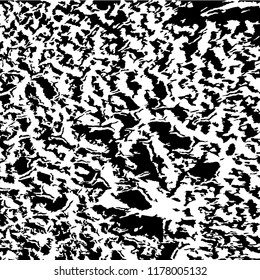 Monochrome Grunge Pattern. Abstract Black and White Texture with Scratched Lines, Spots and Blobs for Wallpaper, Print, Card. Trendy Rough Halftone Background with Different Elements.
