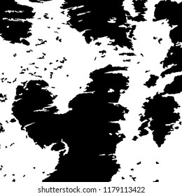 Monochrome Grunge Pattern. Abstract Black and White Texture with Scratched Lines, Spots and Blobs for Wallpaper, Print, Card. Modern Rough Halftone Background with Different Elements.