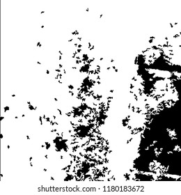 Monochrome Grunge Pattern. Abstract Black and White Texture with Scratched Lines, Spots and Blobs for Web Applications, Banner, Card. Retro Rough Halftone Pattern with Different Elements.