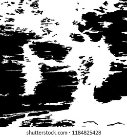 Monochrome Grunge Pattern. Abstract Black and White Texture with Scratched Lines, Spots and Blobs for Web Applications, Wallpaper, Print. Retro Rough Halftone Background with Different Elements.