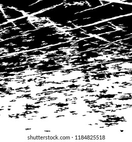 Monochrome Grunge Pattern. Abstract Black and White Texture with Scratched Lines, Spots and Blobs for Wallpaper, Print, Card. Vintage Rough Halftone Pattern with Different Elements.