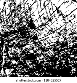Monochrome Grunge Pattern. Abstract Black and White Texture with Scratched Lines, Spots and Blobs for Web Applications, Wallpaper, Print. Vintage Rough Halftone Background with Different Elements.