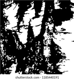 Monochrome Grunge Pattern. Abstract Black and White Texture with Scratched Lines, Spots and Blobs for Print, Card, Banner. Trendy Rough Halftone Background with Different Elements.