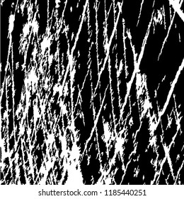 Monochrome Grunge Pattern. Abstract Black and White Texture with Scratched Lines, Spots and Blobs for Wallpaper, Print, Card. Modern Rough Halftone Background with Different Elements.