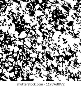 Monochrome Grunge Pattern. Abstract Black and White Texture with Scratched Lines, Spots and Blobs for Web Applications, Wallpaper, Print. Trendy Rough Halftone Background with Different Elements.