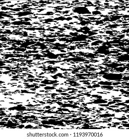 Monochrome Grunge Pattern. Abstract Black and White Texture with Scratched Lines, Spots and Blobs for Print, Card, Banner. Vintage Rough Halftone Background with Different Elements.
