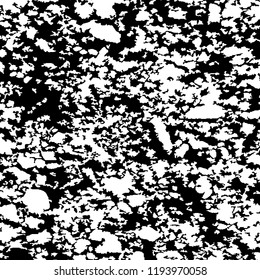 Monochrome Grunge Pattern. Abstract Black and White Texture with Scratched Lines, Spots and Blobs for Banner, Card, Wallpaper. Trendy Rough Halftone Pattern with Different Elements.