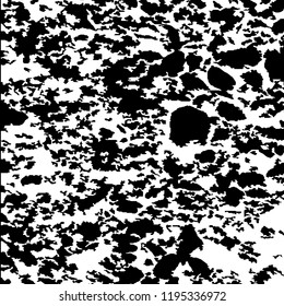 Monochrome Grunge Pattern. Abstract Black and White Texture with Scratched Lines, Spots and Blobs for Wallpaper, Print, Card. Trendy Rough Halftone Background with Different Elements.
