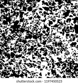 Monochrome Grunge Pattern. Abstract Black and White Texture with Scratched Lines, Spots and Blobs for Web Applications, Banner, Card. Trendy Rough Halftone Background with Different Elements.