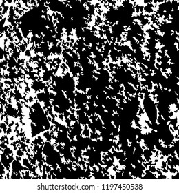 Monochrome Grunge Pattern. Abstract Black and White Texture with Scratched Lines, Spots and Blobs for Web Applications, Banner, Card. Retro Rough Halftone Background with Different Elements.