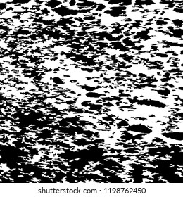 Monochrome Grunge Pattern. Abstract Black and White Texture with Scratched Lines, Spots and Blobs for Banner, Card, Wallpaper. Modern Rough Halftone Pattern with Different Elements.