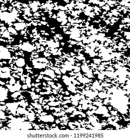 Monochrome Grunge Pattern. Abstract Black and White Texture with Scratched Lines, Spots and Blobs for Web Applications, Wallpaper, Print. Modern Rough Halftone Background with Different Elements.