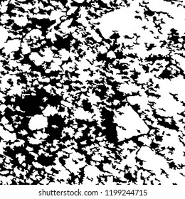 Monochrome Grunge Pattern. Abstract Black and White Texture with Scratched Lines, Spots and Blobs for Banner, Card, Wallpaper. Vintage Rough Halftone Pattern with Different Elements.