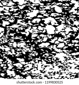 Monochrome Grunge Pattern. Abstract Black and White Texture with Scratched Lines, Spots and Blobs for Web Applications, Banner, Card. Retro Rough Halftone Background with Different Elements.