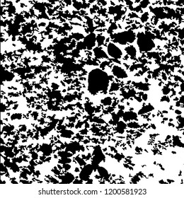 Monochrome Grunge Pattern. Abstract Black and White Texture with Scratched Lines, Spots and Blobs for Banner, Card, Wallpaper. Retro Rough Halftone Background with Different Elements.