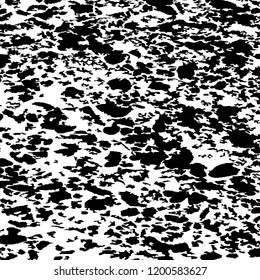 Monochrome Grunge Pattern. Abstract Black and White Texture with Scratched Lines, Spots and Blobs for Print, Card, Banner. Modern Rough Halftone Pattern with Different Elements.
