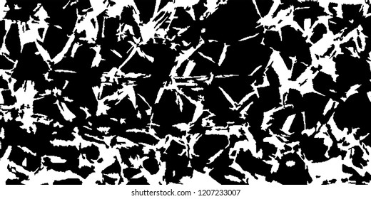 Monochrome Grunge Pattern. Abstract Black and White Texture with Scratched Lines, Spots and Blobs for Wallpaper, Print, Card. Vintage Rough Halftone Pattern with Different Elements.