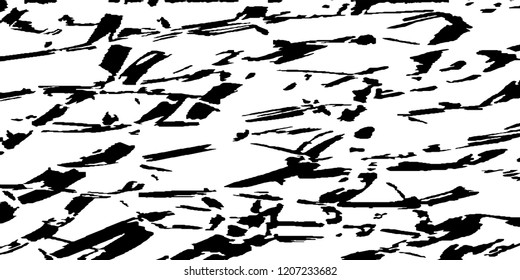 Monochrome Grunge Pattern. Abstract Black and White Texture with Scratched Lines, Spots and Blobs for Banner, Card, Wallpaper. Modern Rough Halftone Pattern with Different Elements.