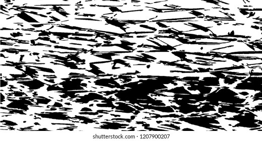 Monochrome Grunge Pattern. Abstract Black and White Texture with Scratched Lines, Spots and Blobs for Wallpaper, Print, Card. Retro Rough Halftone Pattern with Different Elements.