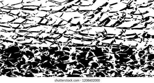 Monochrome Grunge Pattern. Abstract Black and White Texture with Scratched Lines, Spots and Blobs for Print, Card, Banner. Vintage Rough Halftone Pattern with Different Elements.