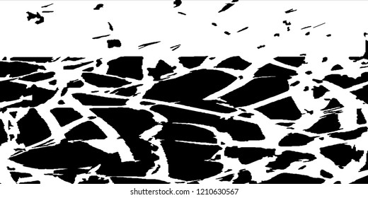 Monochrome Grunge Pattern. Abstract Black and White Texture with Scratched Lines, Spots and Blobs for Print, Card, Banner. Modern Rough Halftone Pattern with Different Elements.
