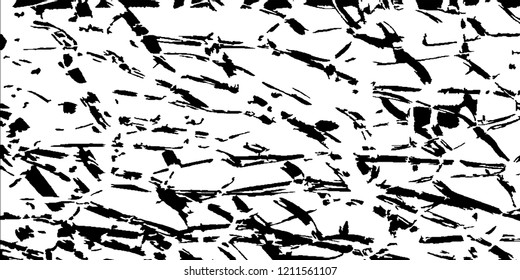 Monochrome Grunge Pattern. Abstract Black and White Texture with Scratched Lines, Spots and Blobs for Wallpaper, Print, Card. Retro Rough Halftone Background with Different Elements.
