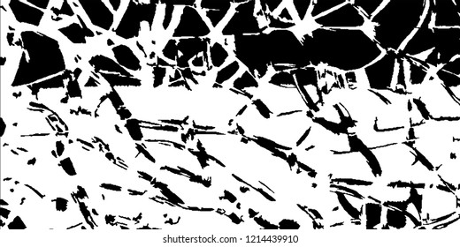 Monochrome Grunge Pattern. Abstract Black and White Texture with Scratched Lines, Spots and Blobs for Print, Card, Banner. Trendy Rough Halftone Pattern with Different Elements.
