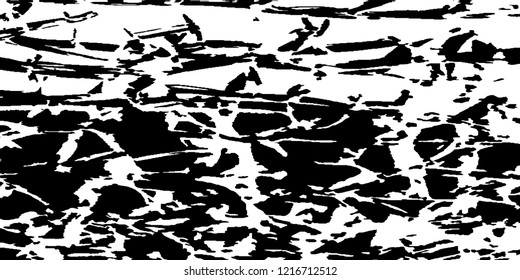 Monochrome Grunge Pattern. Abstract Black and White Texture with Scratched Lines, Spots and Blobs for Wallpaper, Print, Card. Vintage Rough Halftone Background with Different Elements.