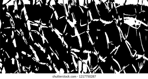Monochrome Grunge Pattern. Abstract Black and White Texture with Scratched Lines, Spots and Blobs for Web Applications, Wallpaper, Print. Vintage Rough Halftone Pattern with Different Elements.