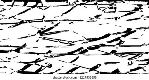 Monochrome Grunge Pattern. Abstract Black and White Texture with Scratched Lines, Spots and Blobs for Wallpaper, Print, Card. Vintage Rough Halftone Background with Different Elements.