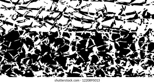 Monochrome Grunge Pattern. Abstract Black and White Texture with Scratched Lines, Spots and Blobs for Card, Print, Mobile Applications. Retro Rough Halftone Background with Different Elements.