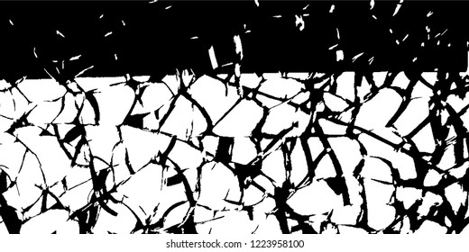 Monochrome Grunge Pattern. Abstract Black and White Texture with Scratched Lines, Spots and Blobs for Web Applications, Banner, Card. Trendy Rough Halftone Background with Different Elements.